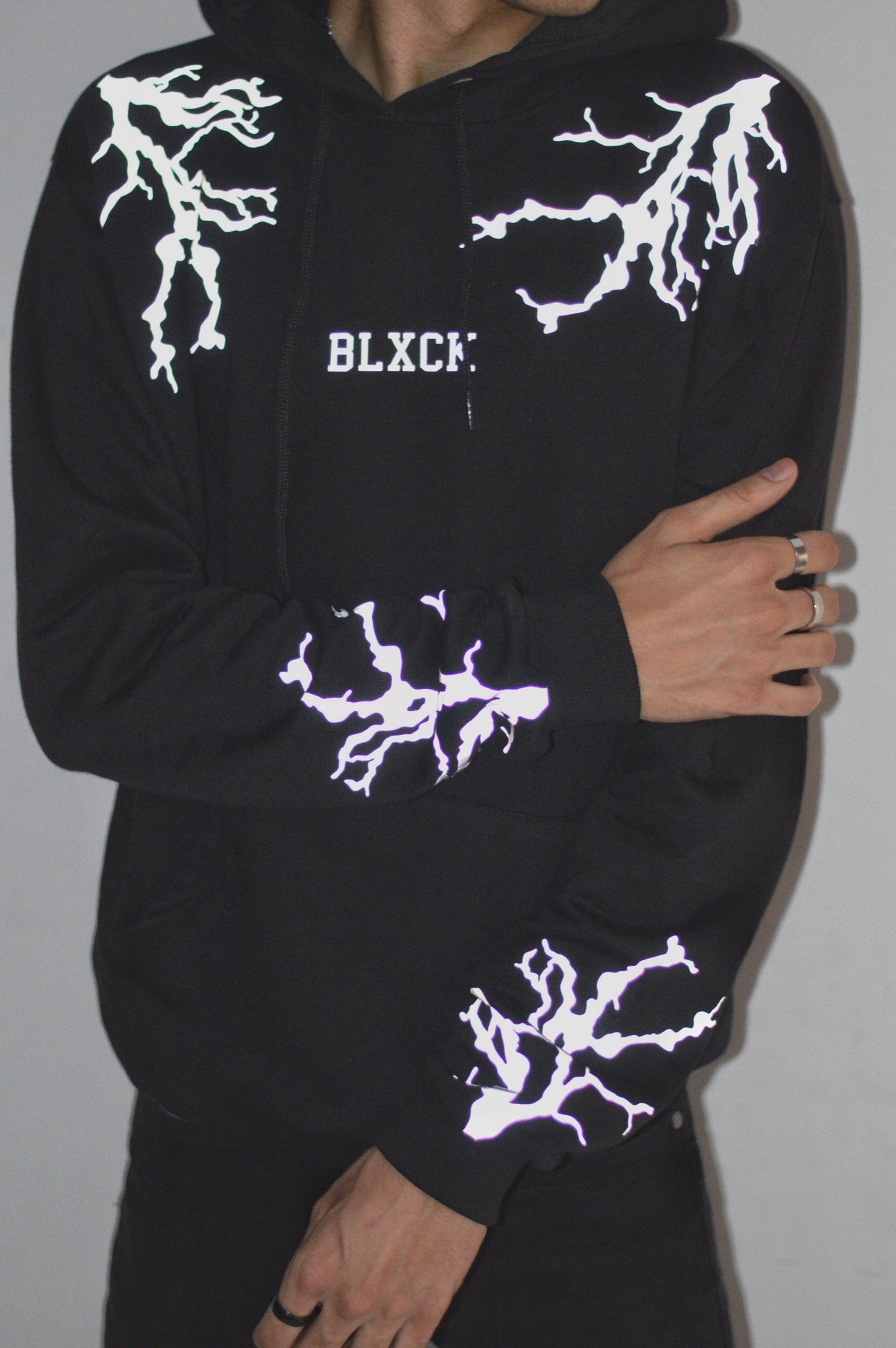 Lighting Reflective Black Hoodie Reflective hoodies mens Buy Now BLACK X ORIGINAL
