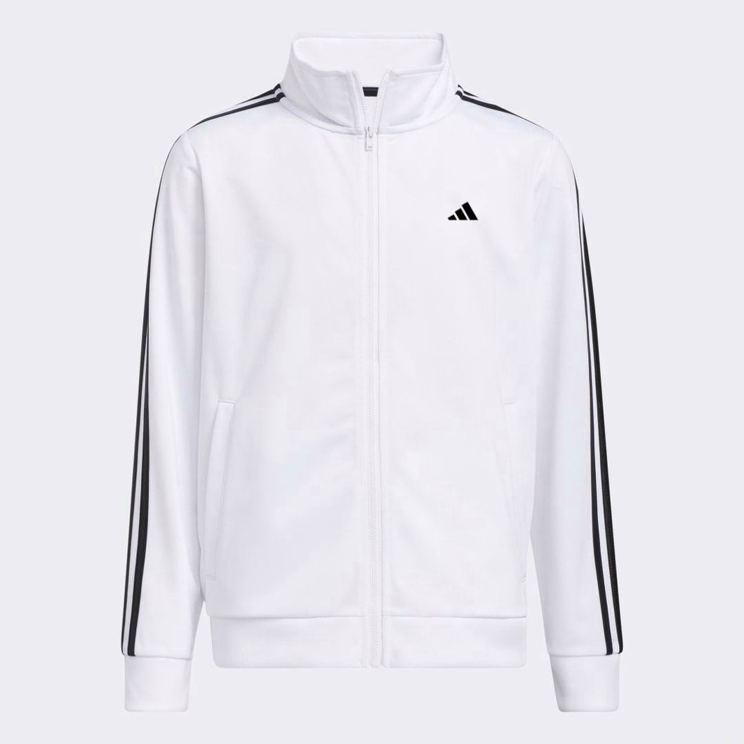 Adidas White Fleece 3 Stripes Jacket
