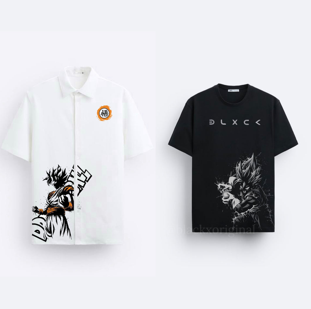 DBZ White Shirt & Saiyan 2.0 Black Tshirt