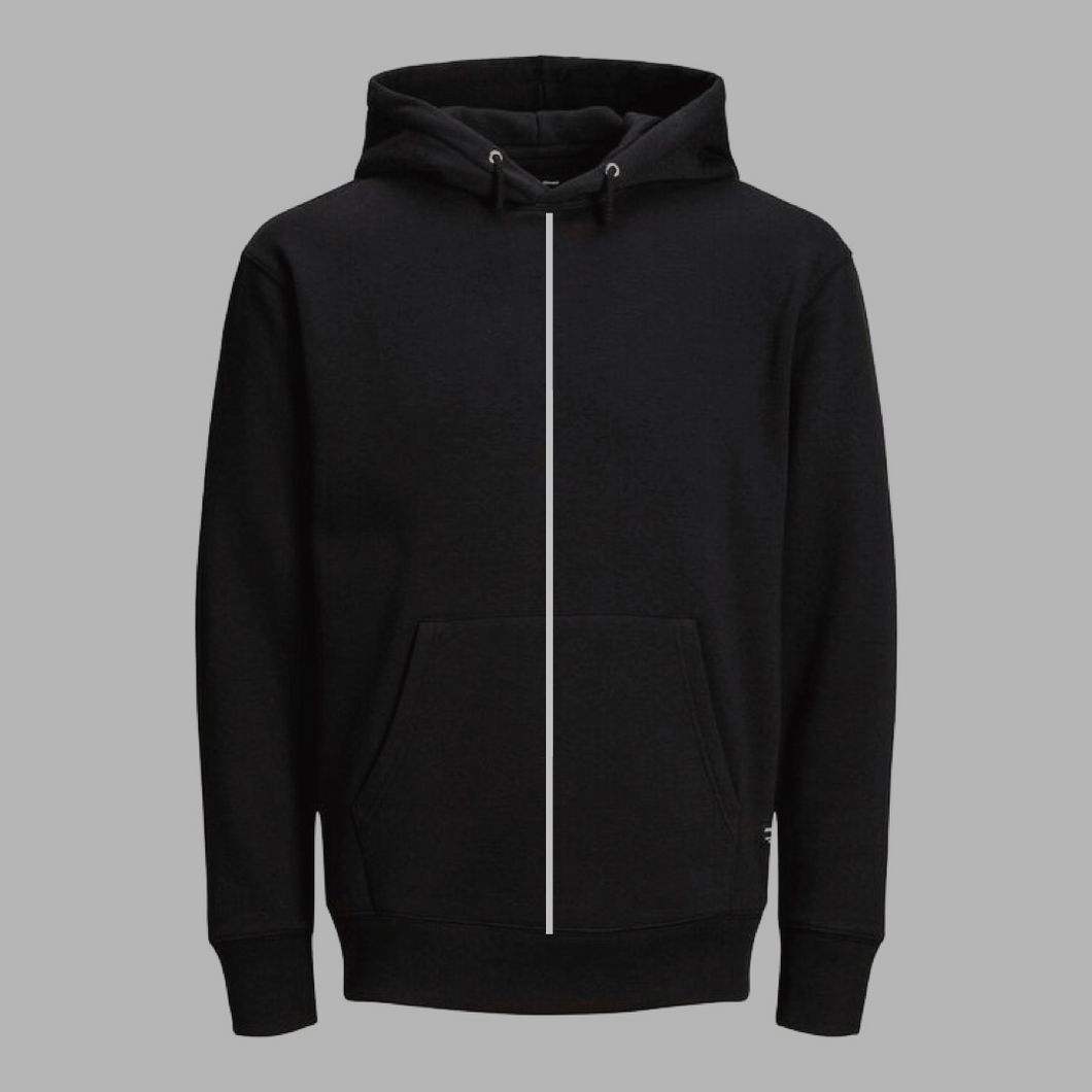 Piping Reflective Black Hoodie